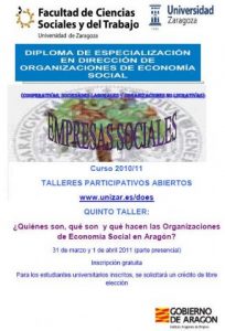 Taller : ¿Quiénes son, qué son y qué hacen las Organizaciones de Economía Social en Aragón?