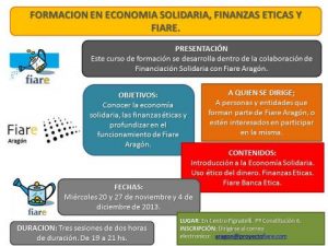 Curso sobre Economía Solidaria y Finanzas Éticas (Zaragoza)