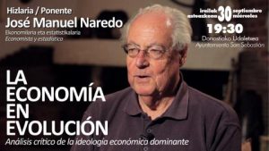 Charla de José Manuel Naredo sobre la ideología económica dominante (Donostia)