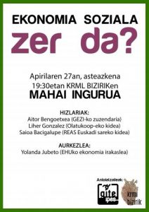 "Ekonomia soziala, zer da?" mahai-ingurua (Bilbo)